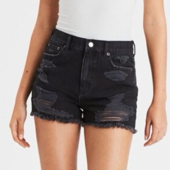 American Eagle Outfitters Pants - American Eagle Women’s Mom Short Black Distressed Shorts Denim
